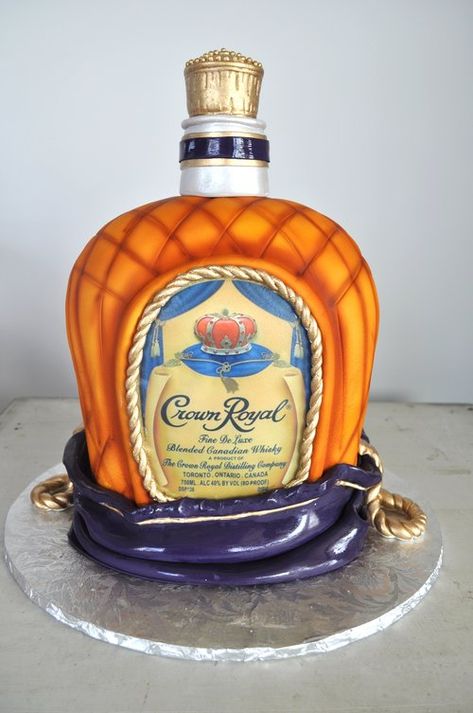 Cake For Adults Men, Birthday Cake For Adults, Crown Royal Cake, Men Thoughts, 21st Birthday Cake For Guys, Royal Cakes, New Birthday Cake, Birthday Cake For Husband, Bottle Cake