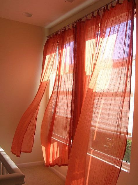 Colourful Curtains Bedroom, Colourful Sheer Curtains, Sheer Colored Curtains, Burnt Orange Sheer Curtains, Light Orange Curtains, Curtains Room Bedroom, Orange Room Bedroom, Orange Bedroom Curtains, Curtains Bedroom Color