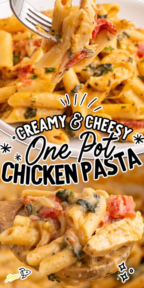 One Pot Chicken Pasta, Presto Pasta, Crockpot Rotisserie Chicken, Cheesy Chicken Pasta, Rigatoni Recipes, Cream Cheese Pasta, Chicken Parmesan Pasta, Dinner Recipes Chicken, One Pot Chicken