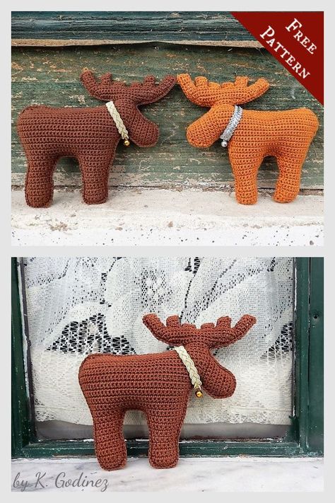 Moose Amigurumi Free Crochet Pattern Amigurumi Moose, Moose Crochet, Moose Applique, Moose Pattern, Crochet Moose, Plaid Moose, Yarn Organization, Crochet Xmas, Christmas Scarf