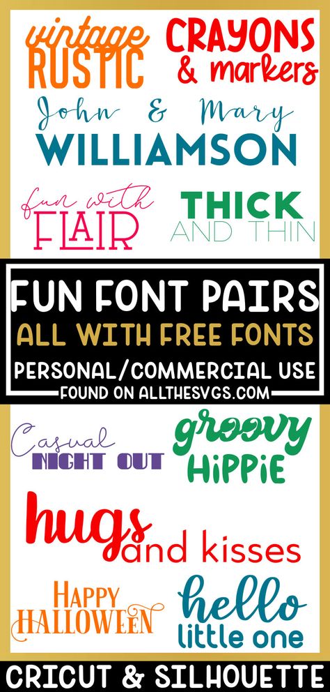 free fonts that go well together with example pairings and combinations Free Svg Fonts, Teacher Fonts, Free Fonts For Cricut, Scrapbook Fonts, Free Commercial Fonts, Font Combinations, Best Free Fonts, Fancy Fonts, Commercial Fonts