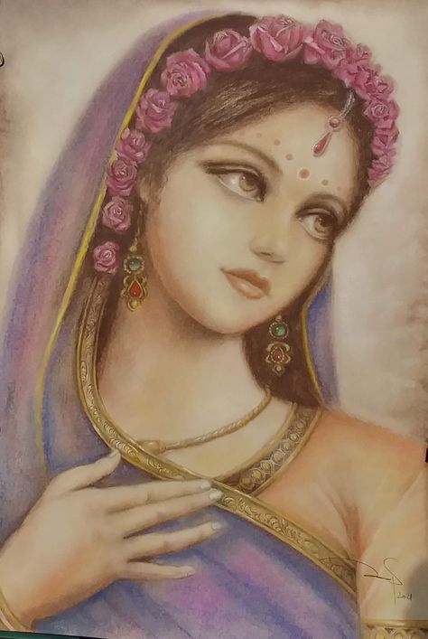 ᴀʀᴛ ʙʏ: ɢᴏᴋᴜʟʀᴀɴᴊᴀɴᴀ ᴍᴀᴊᴏ Krishna Face Images, Radha Rani Drawing, Krishna Bhakti, Painting Mood, Hindu Quotes, Buddhist Art Drawing, Shri Radhe, Whimsical Art Journal, Pencil Drawings For Beginners