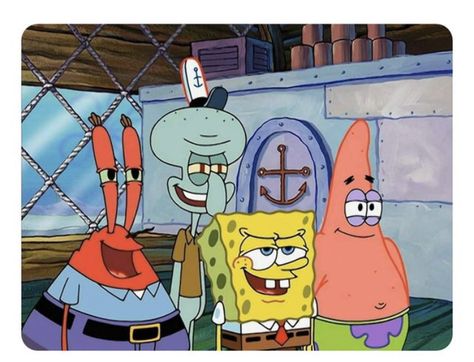 Spongebob Matching Pfp 4 People, 4 Cartoon Characters, 4 Cartoon Friends, Patrick Drawing, Spongebob Funny Pictures, Spongebob Pics, Spongebob Drawings, Four Friends, Friends Together