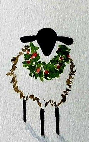 Christmas Sheep Watercolor, Christmas Watercolor Pencil Art, Watercolor Art For Christmas, Watercolor Doodles Easy Christmas, Water Colour Christmas Cards Ideas Easy, Xmas Watercolor Painting, Watercolor Christmas Cards Diy Artwork, Xmas Cards Watercolour, Christmas Watercolor Doodles