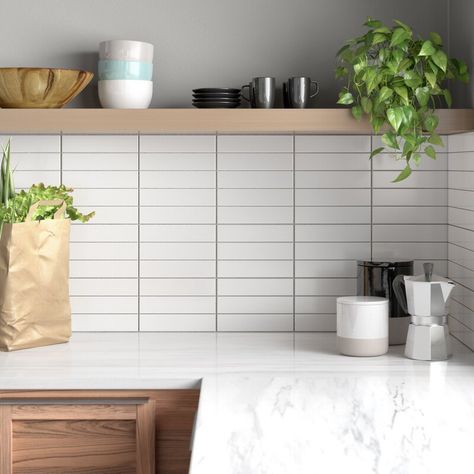 Merola Tile Metro Soho Ceramic Subway Wall & Floor Tile & Reviews | Wayfair Subway Tile Kitchen, Merola Tile, White Subway Tile, Subway Tile Backsplash, Kitchen Tile, Kitchen Tiles Backsplash, Porcelain Mosaic, Wall Installation, White Tiles