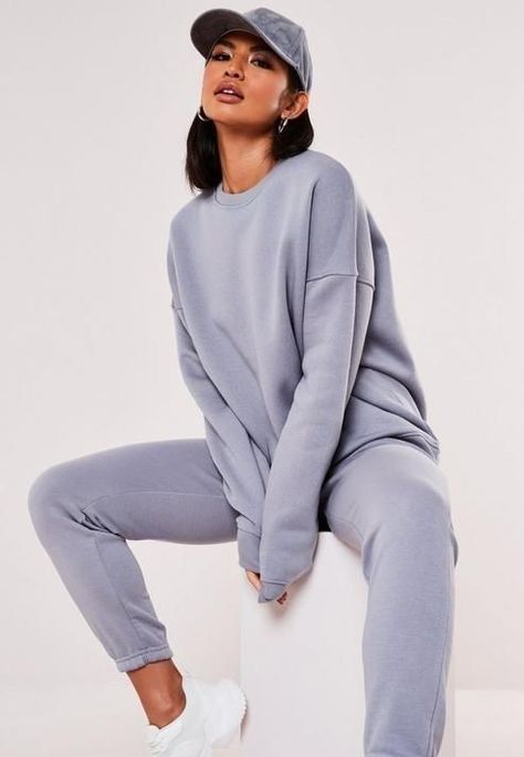 #Grey #Tracksuit #Cap #Casual #Style #TracksuitLife Oversized Crew Neck Sweatshirt, Hoodie Weather, Grey Tracksuit, Tops For Ladies, African Dresses For Kids, Outfits 90s, Sweatsuit Set, Lazy Day Outfits, Cute Comfy Outfits