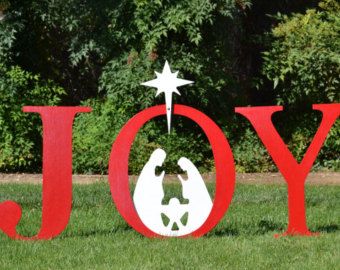 JOY Nativity Outdoor Christmas Holiday Yard Art Sign Outdoor Nativity Sets, Christmas Lawn Decorations, Outdoor Nativity Scene, Outdoor Nativity, Christmas Nativity Set, Joy Sign, Christmas Yard Art, Christmas Yard Decorations, Christmas Yard