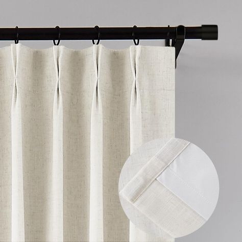 PRICES MAY VARY. Ready Made: Experience the ultimate in light control and style with these ready made 100 percent blackout curtains.Each package includes 2 panels of pinch pleated curtains with 18 hooks( without rings),with each panel measuring 40"W x 95"L. 100 Percent Blackout: Each panel is crafted with a sewn-in 100 percent blackout coated lining, ensuring superior light blocking,UV prodection,thermal insulation,noise reduction, and totally privacy.Ideal for nurseries,bedroom,and spaces requi Hanging Pinch Pleat Curtains, Modern Farmhouse Curtain Ideas, Flax Curtains, Modern Drapes, Bedroom Curtains With Blinds, Insulated Drapes, Blackout Curtains Bedroom, White Fence, White Drapes