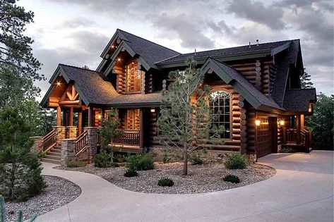 Lodge - Sierra Log and Timber Plan Chalet, Log Home Living, Log Cabin Ideas, Casa Vintage, Cabin Living, Timber Frame Homes, Log Cabin Homes, Log Home, Mountain Homes