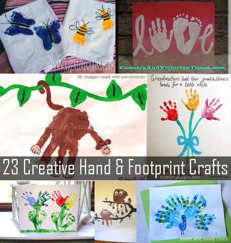 23 Cute and Adorable Craft Ideas using Handprints and Footprints. Handprint and footprint craft ideas for kids! #kidscrafts Hand And Footprint Crafts, Foot Print Art, Footprint Craft, Footprint Crafts, Baby Handprint, Footprint Art, Foot Print, Handprint Crafts, Handprint Art