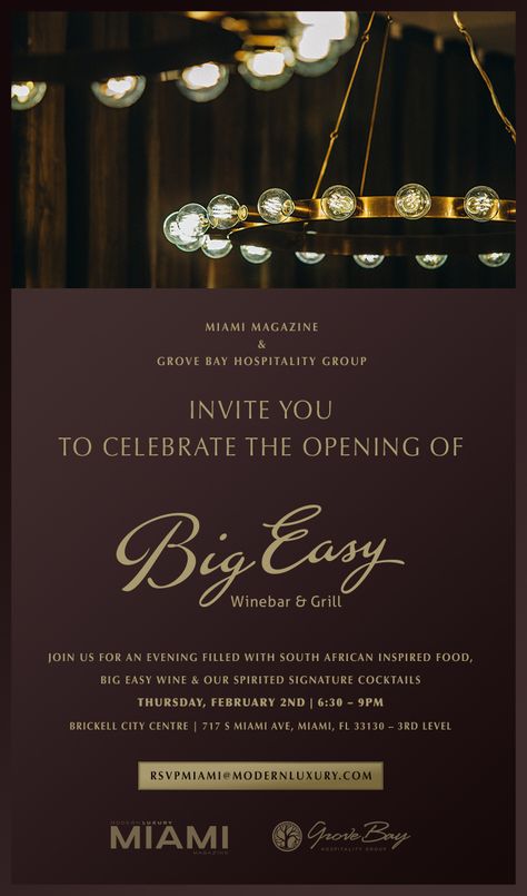 Invitation Letter Design, Grand Opening Restaurant, Grand Opening Poster, Opening Restaurant, Opening Invitation, Brickell City Centre, Invitation Letter, Restaurant Poster, Letter Sample