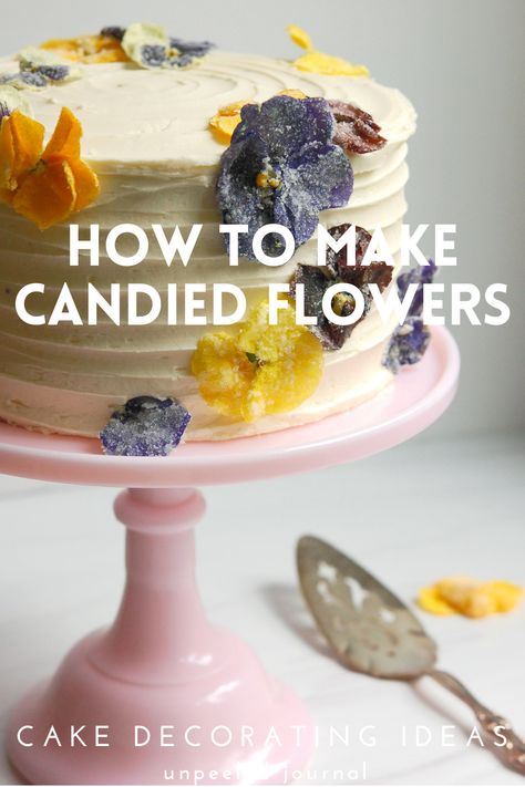 Pansies On Cake, How To Make Edible Flowers For Cakes, Pansy Recipes, Edible Flowers Cake Decorating, Fresh Flower Cake Decoration, Ems Cake, Botanical Baking, Elevated Desserts, Autumn Bakes