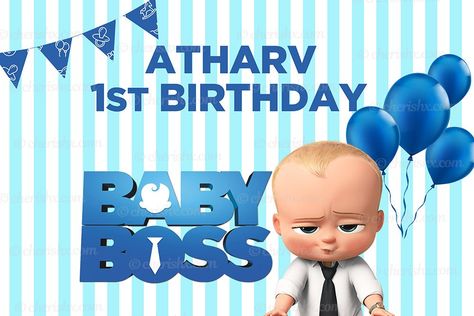 Boss Baby Theme, Baby Birthday Banner, Flex Banner, Baby Backdrop, Boss Birthday, Baby Boss, Baby Theme, Happy Birthday Baby, Happy Birthday Name