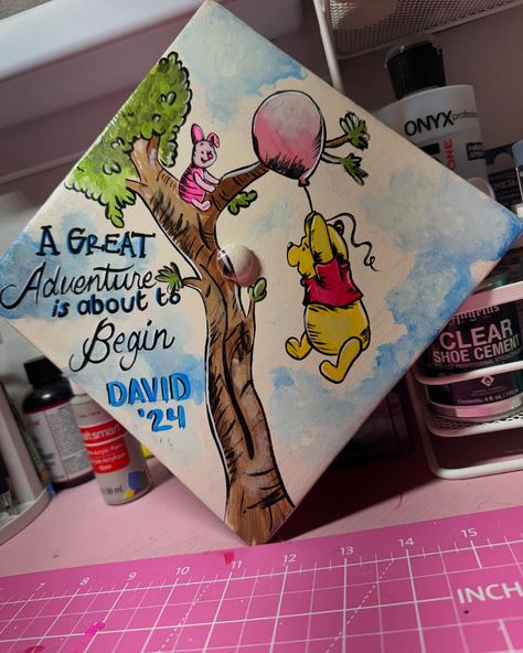 Whinnie the Pooh Caps 🥰 #handmade #imperialvalley #laalearte #fyp #parati #elcentroca #pintura #mexicali #parati #followers #are #explore #trend #grad Eeyore Graduation Cap, Senior Grad Caps, Winnie The Pooh Graduation Cap, Winnie The Pooh Graduation, 2enior Ye4r, Cap Decoration Ideas, Senior Year Diy, Grad Cap Ideas, Disney Graduation Cap