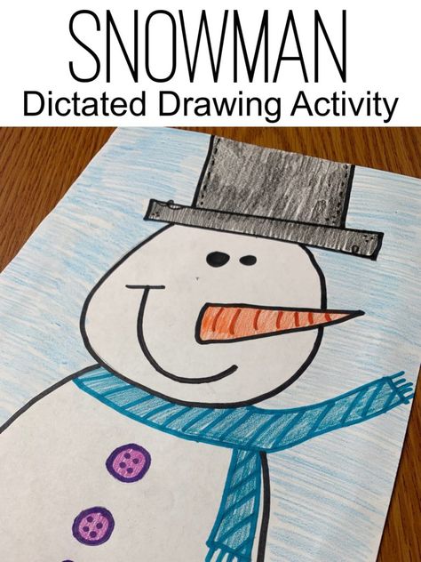 So many snowman activities and ideas in this post, such as this snowman directed drawing activity for elementary students or kids. Snowman Directed Drawing, Directed Drawing Kindergarten, Snowman Activities, Activities For Elementary Students, Snowmen Activities, Night Activities, Activities Kindergarten, Snow Theme, Winter Classroom