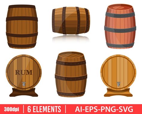 Barrel Illustration, 6 Elements, Oil Pastel Drawings, Wine Barrel, Pastel Drawing, Vector Clipart, Oil Pastel, Vector Design, Design Illustration