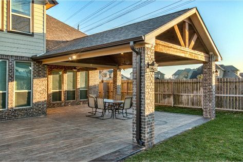 Brick Covered Patio, Extending Covered Patio Ideas, Extended Covered Patio Ideas, Extended Patio Ideas, Patio Attached To House, Patio Extension Ideas, Patio Addition, Covered Outdoor Kitchens, Covered Backyard