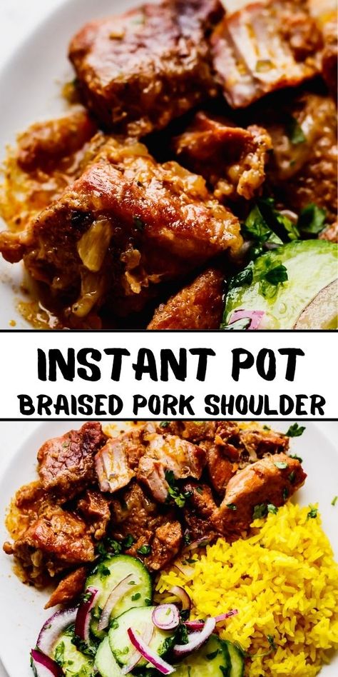 Pork Shoulder And Rice Recipes, Pork Instant Pot Recipes, Pork Shoulder Instant Pot, Pork Shoulder Steak Recipes, Shoulder Steak Recipes, Pork Instant Pot, Pork Shoulder Steak, Munchkin Time, Braised Pork Shoulder