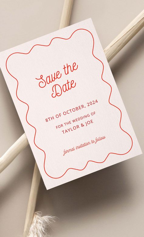 Save The Date Ideas Canva, Wedding Graphic Design Invitation Cards, Scalloped Wedding Invitations, Wedding Invitation Save The Date, Save The Date Cricut, Disco Hens, Canva Wedding Invitations, Vlog Intro, Graphic Design Invitation