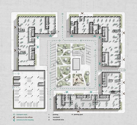 Residential complex in Kiev on Behance Plan Concept Architecture, Parking Plan, Residential Architecture Facades, Site Plan Design, Residential Architecture Apartment, Ground Plan, Case Minecraft, Architectural Plan, Architecture Residential