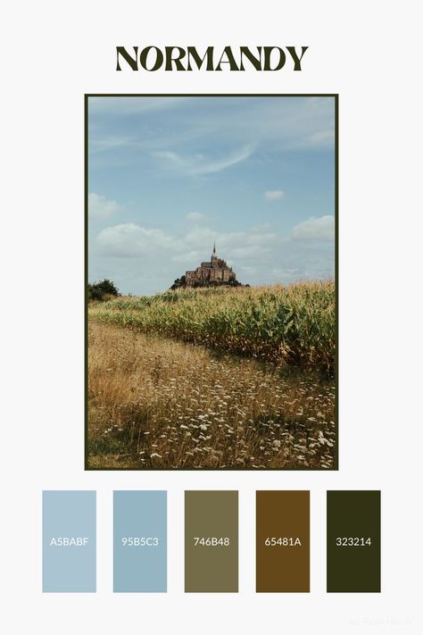 Blue And Brown Color Palette, Graphic Design Color Palette, Graphic Design Color, Design Color Palette, Brown Color Palette, France Colors, Branding Mood Board, Normandy France, Color Palette Design