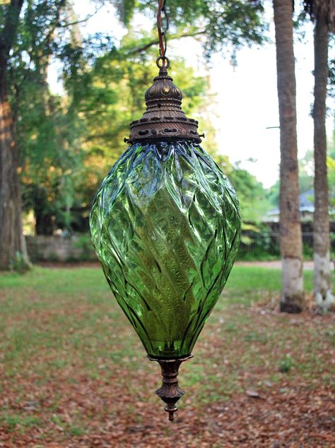 vintage swag lamps - Google Search Swag Lights, Diy Swag, Swag Pendant Light, Mid Century Lamps, Mcm Lighting, Lampe Vintage, Antique Light Fixtures, Swag Lamp, Green Glassware