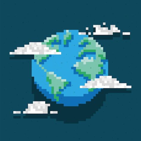 Earth Planet, Cool Pixel Art, Pixel Art, Graphic Resources, Planets, Vector Free, Socks, Art