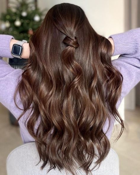 French Glossing Hair, Warm Chocolate Brown Hair Caramel, Rubio Chocolate, Warm Chocolate Brown Hair Rich Brunette, Light Chocolate Brown Hair Color, Medium Chocolate Brown Hair, Hair Color Chocolate Brown, Medium Dark Brown Hair, Milk Chocolate Brown Hair