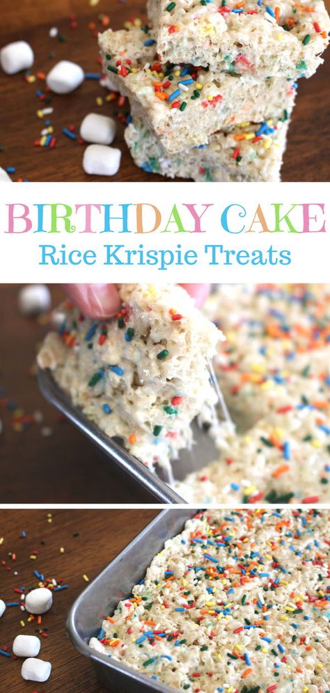 Cake Batter Rice Krispie Treats, Cake Funfetti, Rice Krispie Cakes, Treats Birthday, Rice Treats, Brownies Cake, Recipes Brownies, Funfetti Cake Mix, Krispie Treats Recipe