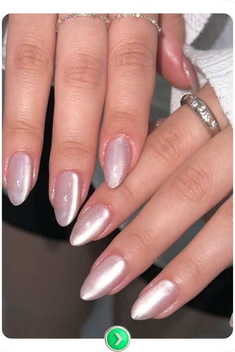 Iridescent pearl nude chrome nails with a delicate rainbow sheen; perfect for adding an ethereal and elegant finish to any special occasion or outfit. Nude Chrome Nail, Nude Chrome Nails, Ethereal Nails, Nude Chrome, Chrome Nail Ideas, Iridescent Nails, Holiday Manicure, Chrome Nail, Iridescent Pearl