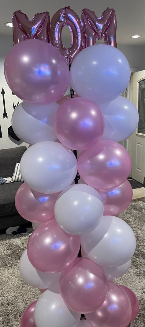 My very first Pink and white ballon column for mothers day. Ballon Column, Ceiling Drapes, Mothers Day Balloons, Balloon Tower, Beautiful Balloons, Ceiling Draping, Curtain Backdrops, Flower Wall Backdrop, 35th Birthday