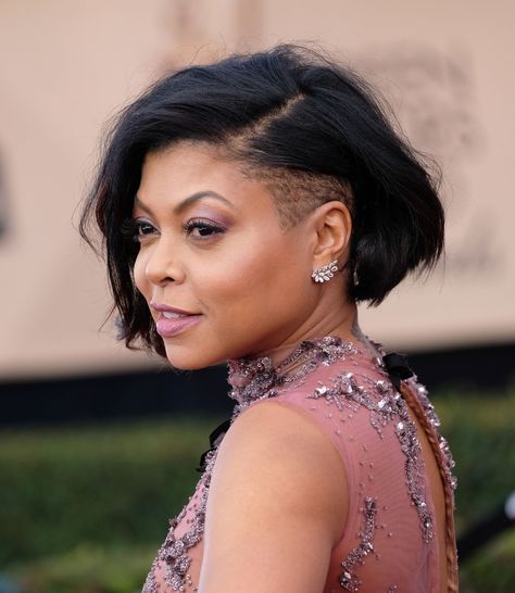 Taraji P Henson Hairstyles, Taraji Henson, Side Shaved, Relaxed Hairstyles, A Line Haircut, Hair Cuts 2017, Shaved Side, African Ladies