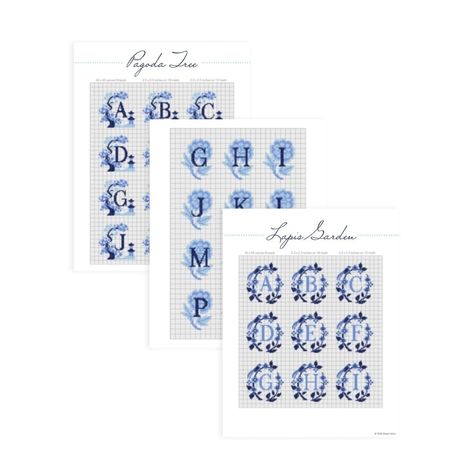 Chinoiserie - Three Charted Monograms E-Pattern - Abigail Cecile Needlepoint Monogram Patterns, Preppy Needlepoint, Needlepoint Monogram, Gingham Needlepoint, Blue And White Needlepoint, Parisian Needlepoint Stitch, Needlepoint Christmas Ornaments, Needlepoint Christmas, Needlepoint Stitches