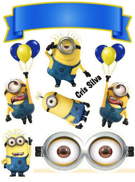 Minions Cake Topper Printable, Minions Cake Topper, Diy Cake Topper Printable, Minion Balloons, Cake Bear, School Birthday Party, Boys 1st Birthday Cake, Minnie Mouse Birthday Party Decorations, Batman Mask