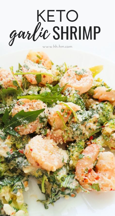 Low carb shrimp recipe with broccoli and more vegetables that takes only 15-minutes. Tasty keto recipe for weeknight dinner that is creamy and very easy to make! Keto Garlic Shrimp, Shrimp With Broccoli, Broccoli Keto, Recipe With Broccoli, Low Carb Shrimp, Low Carb Shrimp Recipes, Recipes Broccoli, Shrimp And Broccoli, Pescatarian Recipes