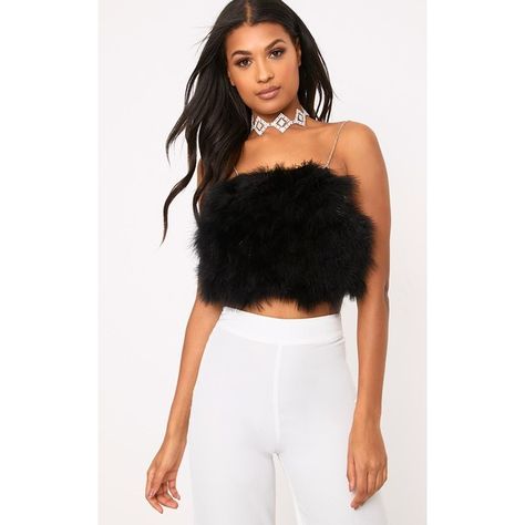 Kara Black Feather Crop Top ($32) ❤ liked on Polyvore featuring tops, black, feather crop top, cropped tops, feather top and cut-out crop tops Feather Crop Top, Cropped White Tee, Feather Tops, Pink Crop Top, Black Feathers, Crop Tops Women, Crop Tee, Classic White, Off Shoulder Blouse