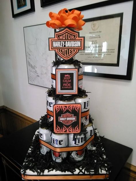 Biker Party Ideas, Harley Party Decorations, Harley Themed Party, Harley Davidson Party Decorations, Harley Davidson 60th Birthday Party, Diy Harley Davidson Gifts, Harley Davidson Party Ideas, Harley Davidson Birthday Party, Harley Davidson Party Theme