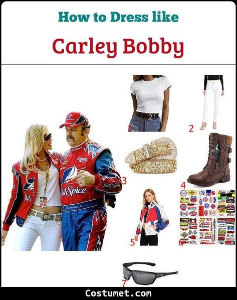 Carley Bobby (Talladega Nights) Costume for Cosplay & Halloween 2022 Talladega Nights Costume Women, Carley Bobby Talladega Nights, Carley Bobby Costume, Carly Bobby Costume, Race Car Couple Costumes, Talladega Nights Costume Couple, Ricky Bobby And Wife Costume, Talladega Nights Costume, Race Car Jacket