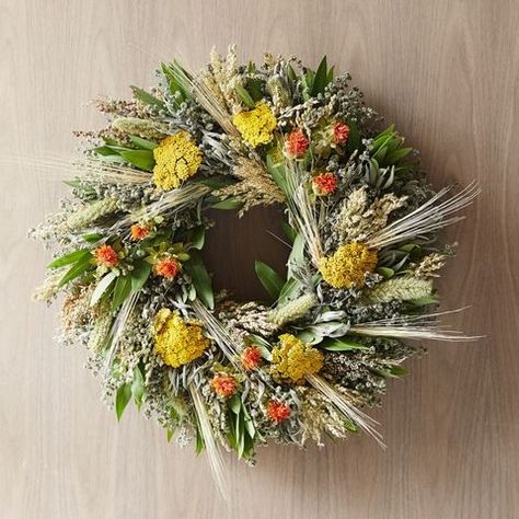 31 Stylish Fall Wreaths - Door Decorations with Fall Color Palettes Natural Wreaths, Living Wreath, Poppy Pods, Globe Amaranth, Flower Wreaths, Wreaths And Garlands, Summer Wreaths, Spring Wreaths, Wreath Making