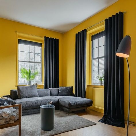 Best Curtains For Yellow Wall Curtains For Yellow Walls, Room With Yellow Walls, Perfect Curtains, Farmhouse Living Room Curtains, Curtains Sheer, Orange Curtains, Best Curtains, Color Coordination, Unique Farmhouse