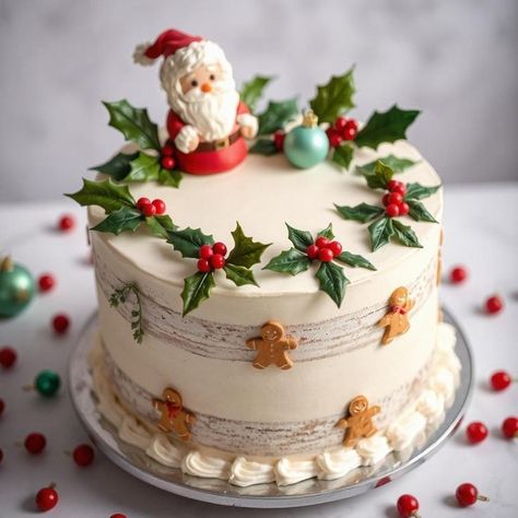 (1) Facebook Christmas Cake Ideas Easy, Cottage Cake, Christmas Wreath Cake, Christmas Cake Ideas, Easy Christmas Cake Recipe, Wreath Cake, Fondant Cake Designs, Christmas Cake Decorations, Christmas Cake Recipes