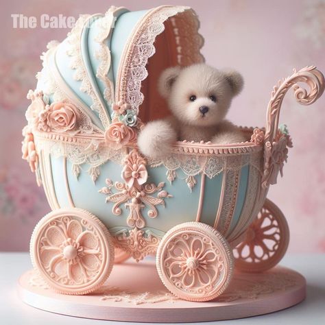 Baby Carriage Cake, Unique Baby Shower Cakes, Ballet Baby Shower, Carriage Cake, Baby Shower Cake Designs, Planet Cake, Candyland Cake, Fruits Decoration, Mini Tortillas