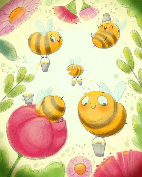 Bee Graphic Illustration, Bee Illustration Cute, Bee Art Painting, Cute Bee Drawing, Cute Bee Illustration, Cute Bee Art, Draw Bee, Honeybee Illustration, Honey Bee Illustration