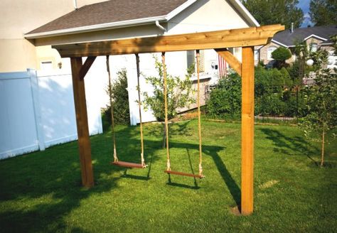 Swing Set Plans, Swing Set Diy, Diy Swing, Play Area Backyard, Backyard Swings, Pergola Swing, Backyard Pergola, Garden Swing, Playground Design