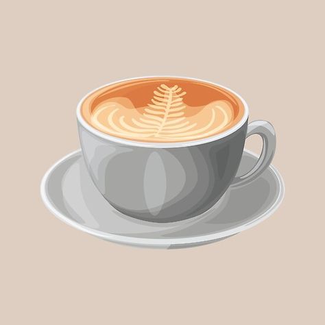 Cappuccino Wallpaper, Coffee Illustration Design, Cappuccino Illustration, Cappuccino Painting, Coffee Art Illustration, Frappuccino Illustration, Coffe Drawings Cups Cute, Coffee Icon, Creamy Coffee