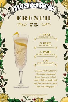 Cocktail Gin, Gin Cocktail Recipes, Hendricks Gin, French 75, Fall Gathering, Boozy Drinks, Fancy Drinks, Mixed Drinks Recipes, Cocktail Drinks Recipes