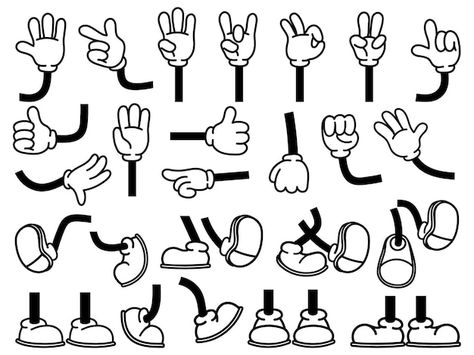 Arm Gestures, Cartoon Legs, Cartoon Hands, 1930s Cartoons, Cartoon Style Drawing, Hand Gestures, Vintage Cartoons, Shoes Cute, Diet Drinks