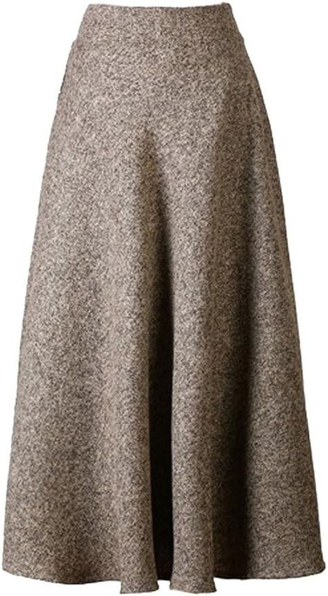 Choies Women's High Waist A-line Flared Long Skirt Midi Cause Skirt XXL Khaki at Amazon Women’s Clothing store Winter Long Skirt, Fall Midi Skirt, Long Skirt Winter, Wool Maxi Skirt, Fall Midi, Midi Skirt Fall, Long A Line Skirt, Skirt Winter, Woolen Dresses