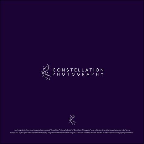 Check out this Modern, Upmarket, Photographer Logo Design for Constellation Photography | Design: #12541246, Designer: ecorokerz, Tags: Photographer, Studio Constellation Photography, Constellation Logo, Photographer Logo Design, Photographers Logo Design, Logo Reference, Constellation Design, Star Logo Design, Photographer Studio, Photographer Logo