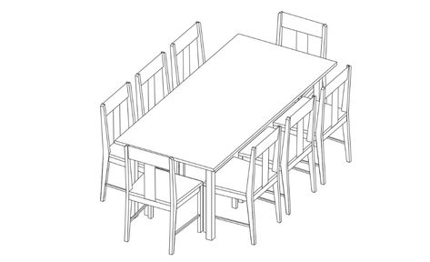 Dining Table Drawing Sketch, Dinner Table Drawing, Kitchen Table Drawing, Dining Table Drawing, Table Sketch, Dining Table Plans, Table Drawing, Wooden Dining Table Set, Chair Drawing